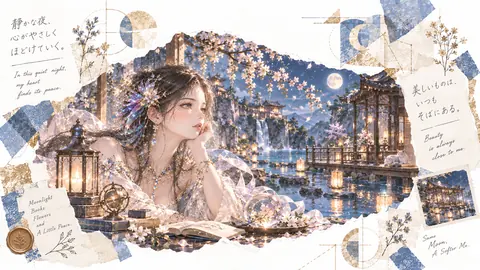 月夜の水庭と静かな心 thumbnail