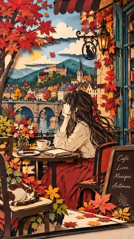秋色の紙細工カフェ風景 thumbnail