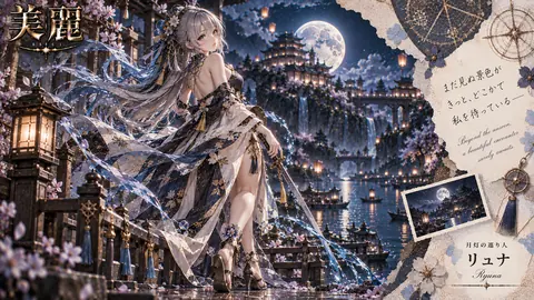 月夜の水都と銀髪の旅人 thumbnail