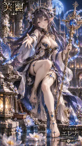 月下の精霊姫エレナと水晶の夜景 thumbnail