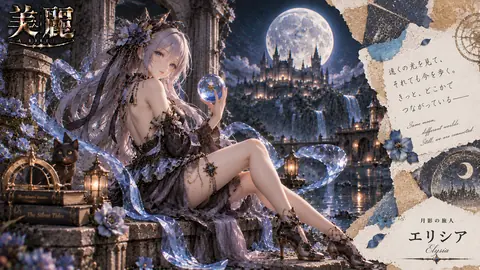 月影の旅人と輝く星の球体 thumbnail