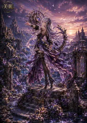 黄昏の廃都に立つ銀髪の魔女 thumbnail
