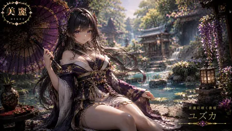 水辺に咲く夜桜のユズカ thumbnail