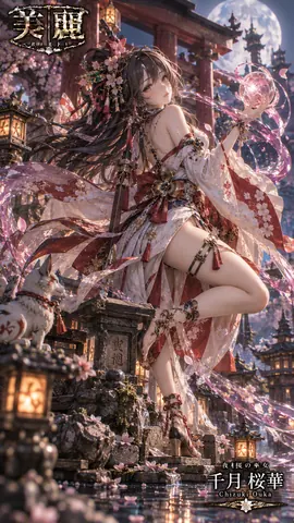 月夜に舞う夜桜の巫女 thumbnail