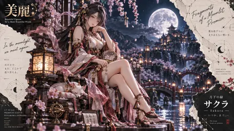 月下の桜、幻想のフィギュア庭園 thumbnail