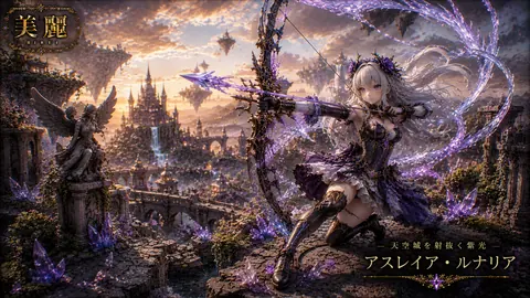 天空城の紫光を射抜く銀髪の魔弓使い thumbnail
