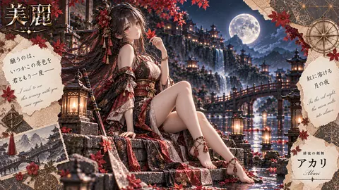 月夜に佇む紅葉の剣姫アカリ thumbnail