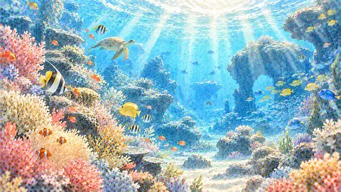 光差し込む珊瑚礁の楽園1 thumbnail