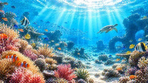 光あふれる熱帯珊瑚礁の海景 thumbnail