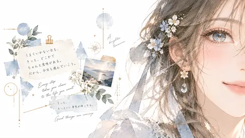淡い色彩の希望と花飾りの少女 thumbnail